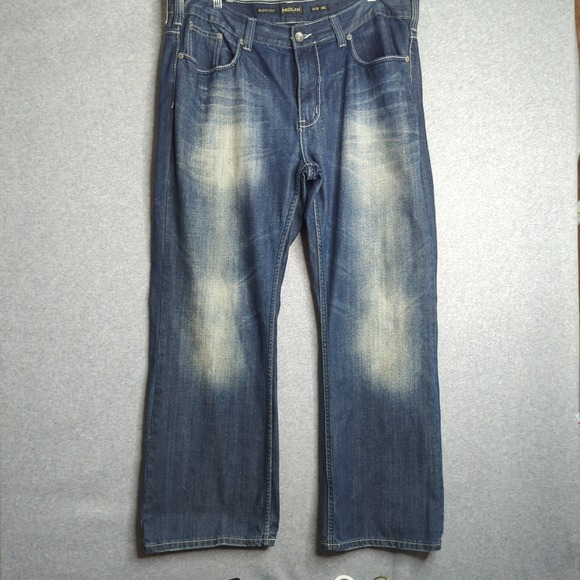 Helix Relaxed Boot Men's Jeans 38W 30L Denim Blue Distressed Wash Casual Y2J - Picture 1 of 7